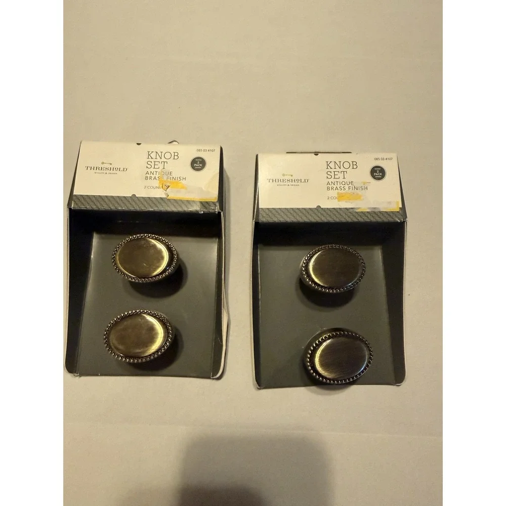 Threshold Antique Brass Finish 2 Count Knob Set With Mounting Hardware Inc 2set